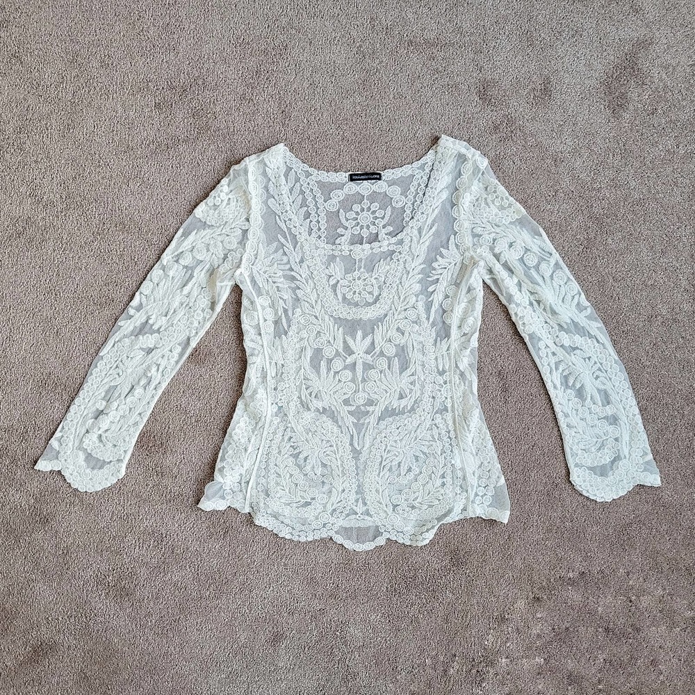 Ivory You Are Not Alone Sheer Long-sleeved Lace Top